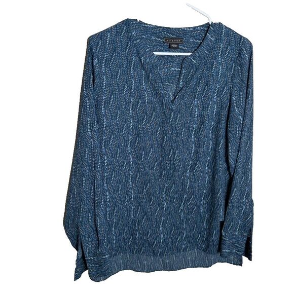 Metaphor Blouse Women's Medium Blue V-Neck Popover Lightweight Long Sleeve Sheer - Picture 1 of 8